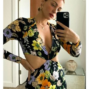 AFRM Assi Dress Noir Vintage Floral S NWT